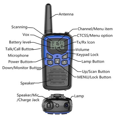 Langstrecken-PMR/FRS/GMRS-Mobiltelefon mit Walkie-Talkie-Spielzeug und 10 Anruftönen