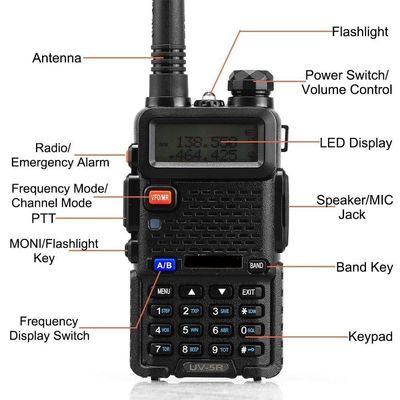 Handheld Walkie Talkie BF UV5R 8w Dual Band UHF VHF Ham Radio 400-470MHz 3km Reichweite