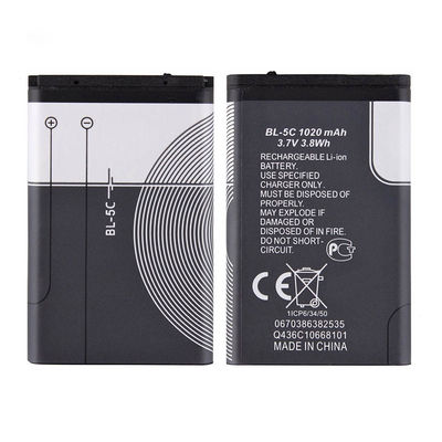BL-5C Liion Mobiltelefonanlage Akkus für Nokia 6600 6230 3650 E50 N70 1100 6268 E70 3,7V 1020mAh