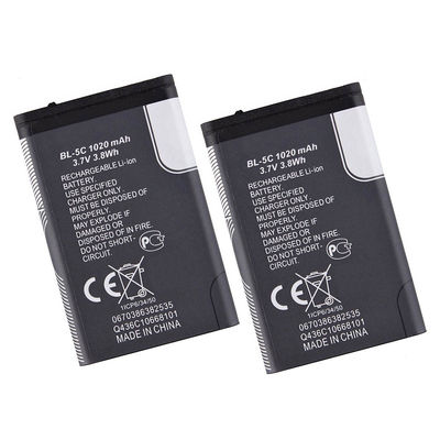 BL-5C Liion Mobiltelefonanlage Akkus für Nokia 6600 6230 3650 E50 N70 1100 6268 E70 3,7V 1020mAh