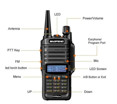 Digitales Mobilfunkgerät 10W Ausgangsleistung Wasserdicht IP67 Walkie Talkie Kommunikator