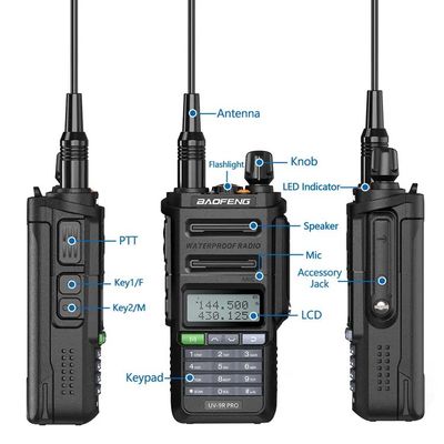 GMRS Walkie Talkie Typ Baofeng UV-9R PRO Wasserdicht IP68 Langstrecken-UHF/VHF-Ham-Radio