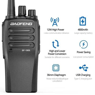138*61*38MM Baofeng Bf-1909 10W UHF Ham Radio Intercom Transceiver Typ C Walkie Talkie
