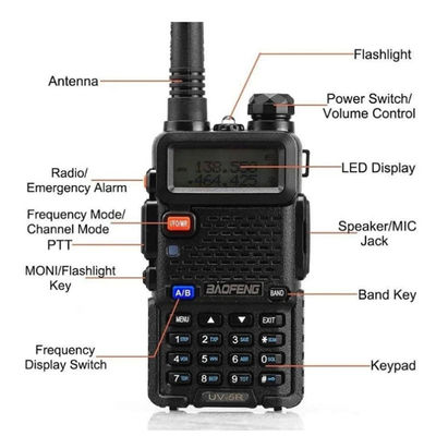 128 Kanäle Baofeng UV-5R Walkie-Talkie Wasserdicht 5-10KM Reichweite VHF UHF Frequenz