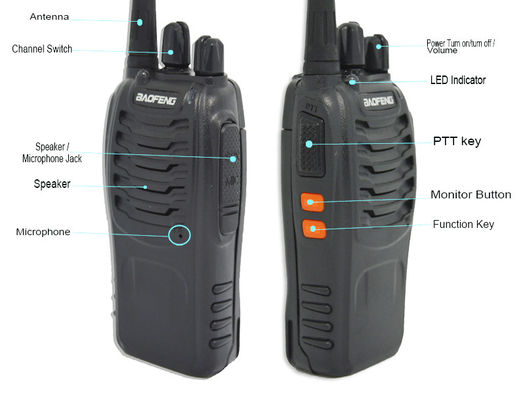 BF888S Zweiweg-Radio 5W Ausgangsleistung 400-470MHZ Frequenz und Handterminalstil